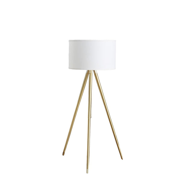 HomeRoots Gold Adjustable Tripod Floor Lamp - Elegant White Linen Shade, Mid-Century Modern Design, 64" Height 569567