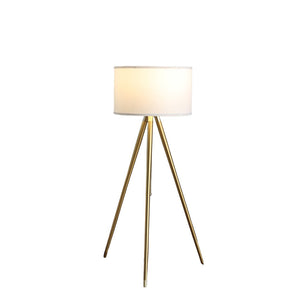 HomeRoots Gold Adjustable Tripod Floor Lamp - Elegant White Linen Shade, Mid-Century Modern Design, 64" Height 569567