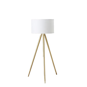 HomeRoots Gold Adjustable Tripod Floor Lamp - Elegant White Linen Shade, Mid-Century Modern Design, 64" Height 569567