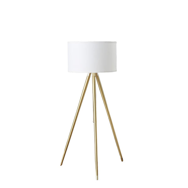 HomeRoots Gold Adjustable Tripod Floor Lamp - Elegant White Linen Shade, Mid-Century Modern Design, 64" Height 569567
