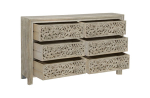 HomeRoots 57" Gray Solid Wood Six-Drawer Dresser – Timeless Storage Solution with Classic Charm & Style 569588
