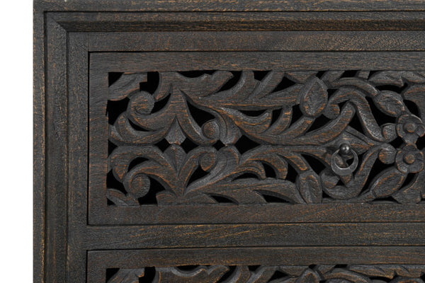 HomeRoots 57" Black Solid Wood Six Drawer Dresser – Stylish Storage Solution with Rustic-Modern Charm & Durability 569589