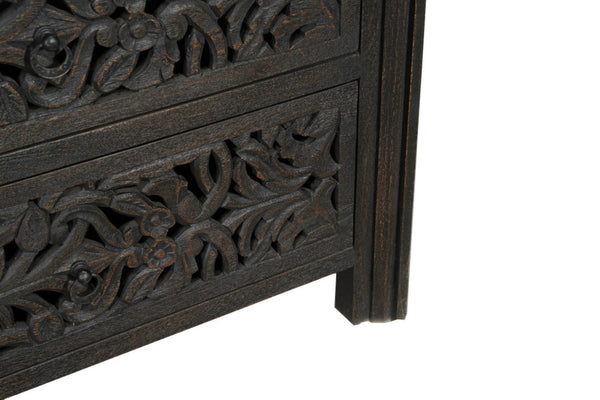 HomeRoots 57" Black Solid Wood Six Drawer Dresser – Stylish Storage Solution with Rustic-Modern Charm & Durability 569589