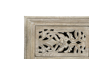 Homeroots 35" Gray Carved Floral Solid Wood Dresser - Stylish 6 Drawer Storage For Elegant Bedroom Decor  Solid Wood 569590