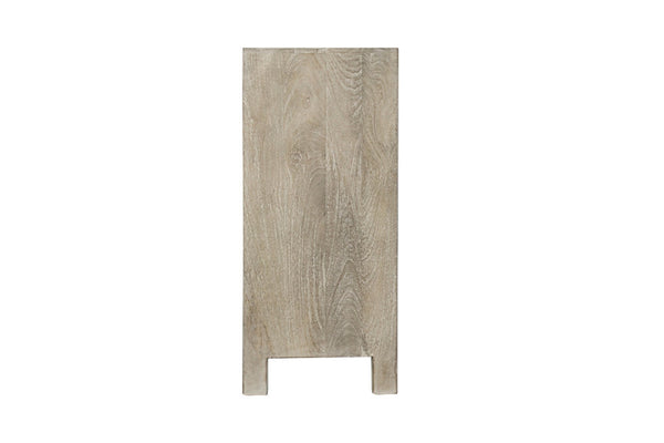 HomeRoots 78" Gray Distressed Solid Wood Sideboard with Hand-Carved Floral Details for Versatile Storage Solutions 569594