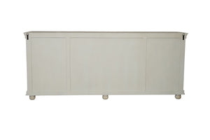 HomeRoots 102" Gray Distressed Solid Wood Sideboard with Carved Floral Details - Chic Storage Solution for Any Space 569596