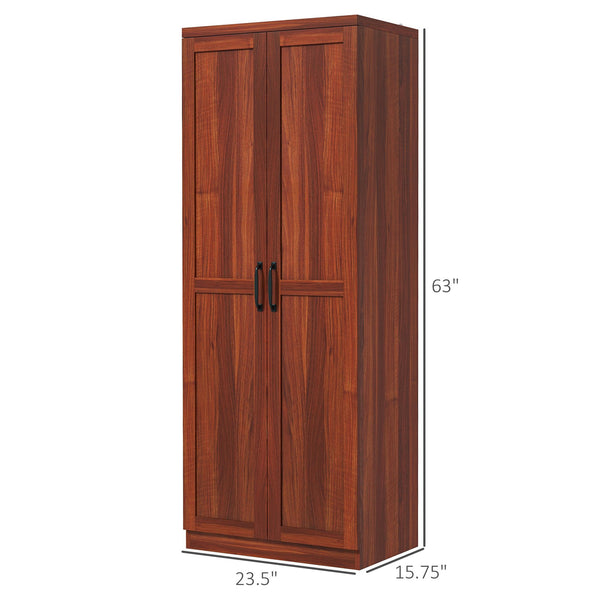 English Elm Homcom 63" Freestanding Kitchen Pantry With 5 Shelves, Adjustable Storage & Stylish Design In Tan W2225P229385