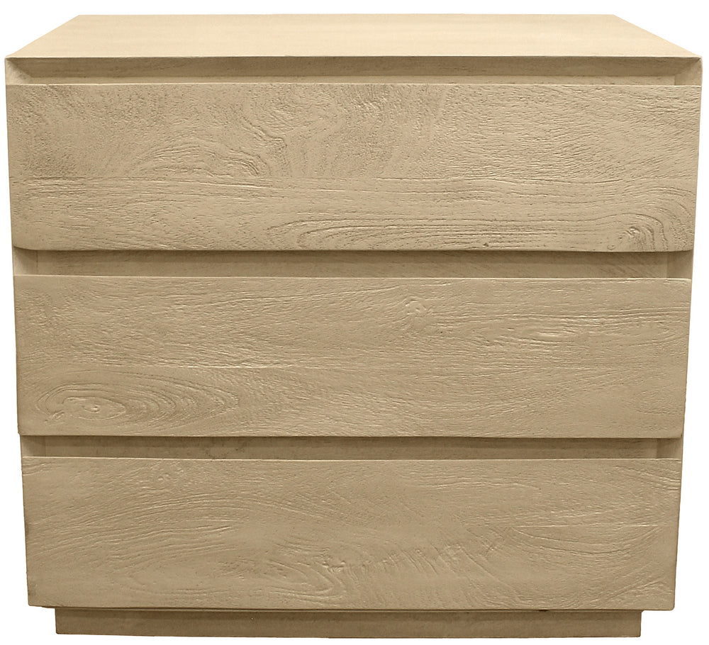 Homeroots 24" Natural Three Drawer Solid Wood Nightstand   569600