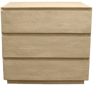 Homeroots 24" Natural Three Drawer Solid Wood Nightstand   569600