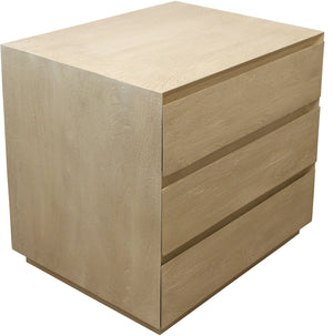 Homeroots 24" Natural Three Drawer Solid Wood Nightstand   569600