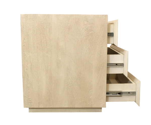 Homeroots 24" Natural Three Drawer Solid Wood Nightstand   569600