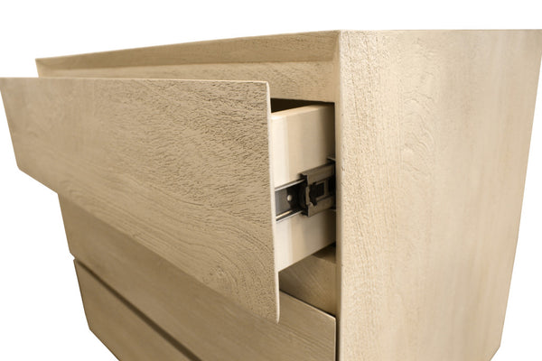 Homeroots 24" Natural Three Drawer Solid Wood Nightstand   569600