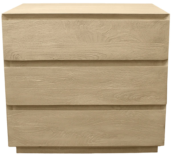 Homeroots 24" Natural Three Drawer Solid Wood Nightstand   569600