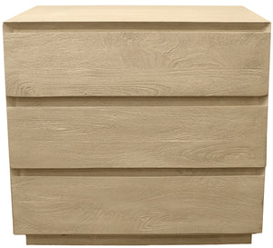 Homeroots 24" Natural Three Drawer Solid Wood Nightstand   569600