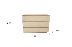 Homeroots 24" Natural Three Drawer Solid Wood Nightstand   569601