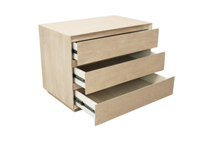 Homeroots 24" Natural Three Drawer Solid Wood Nightstand   569601