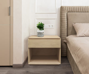 Homeroots 24" Natural One Drawer Solid Wood Nightstand   569602