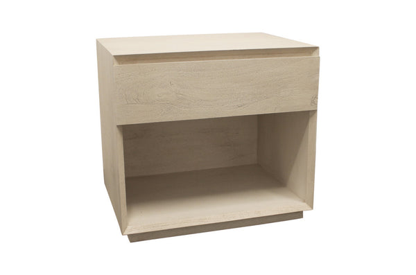 Homeroots 24" Natural One Drawer Solid Wood Nightstand   569602