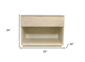 Homeroots 24" Natural One Drawer Solid Wood Nightstand   569603