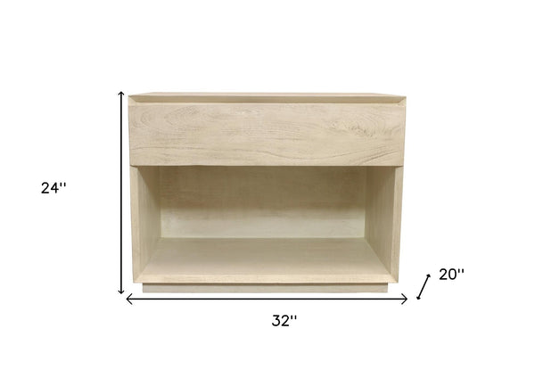 Homeroots 24" Natural One Drawer Solid Wood Nightstand   569603