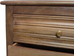 Homeroots 28" Distressed Brown Three Drawer Solid Wood Nightstand   569604