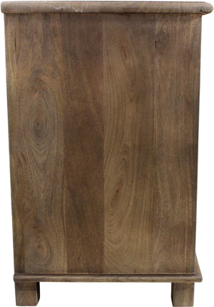 Homeroots 28" Distressed Brown Three Drawer Solid Wood Nightstand   569604