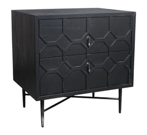 HomeRoots 28" Distressed Black Nightstand - Vintage Solid Wood Two-Drawer Table with Rustic Charm & Versatility 569605