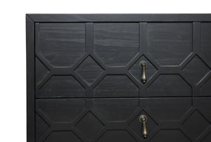 HomeRoots 28" Distressed Black Nightstand - Vintage Solid Wood Two-Drawer Table with Rustic Charm & Versatility 569605