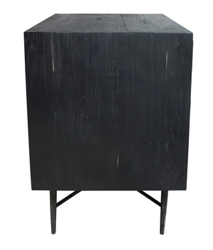 HomeRoots 28" Distressed Black Nightstand - Vintage Solid Wood Two-Drawer Table with Rustic Charm & Versatility 569605