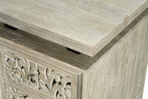 HomeRoots 68" Gray Solid Wood Writing Desk - Rustic Mango Wood Design with 3 Drawers for Stylish Home Office 569607