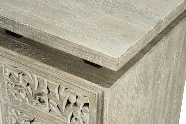 HomeRoots 68" Gray Solid Wood Writing Desk - Rustic Mango Wood Design with 3 Drawers for Stylish Home Office 569607