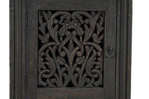 Homeroots 68" Elegant Black Carved Floral Solid Wood Computer Desk - Stylish 3-drawer Storage For Office   569608