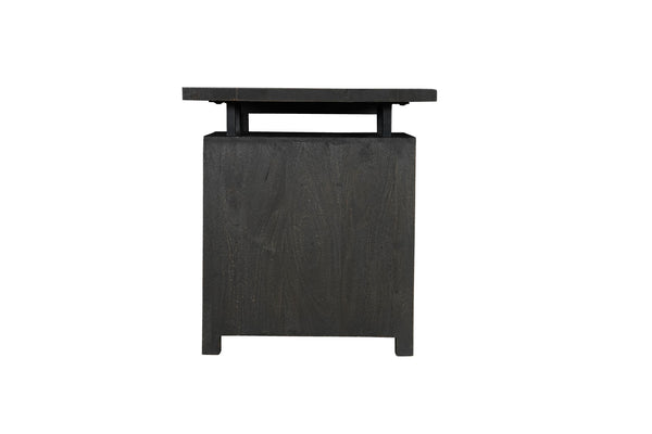 Homeroots 68" Elegant Black Carved Floral Solid Wood Computer Desk - Stylish 3-drawer Storage For Office   569608