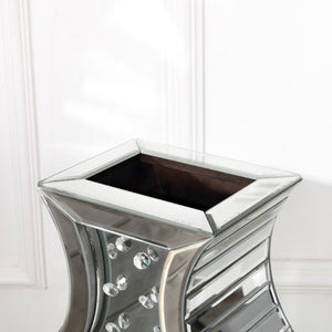 Homeroots 28" Silver Urn Mirrored Glass Floor Vase With Crystals - Modern Elegance For Stunning Home Decor  Glass 569611