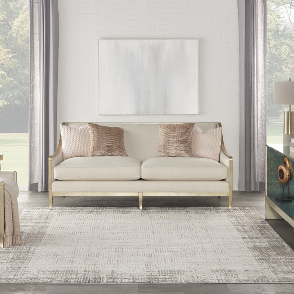 HomeRoots 8' Ivory and Gray Abstract Area Rug - Durable, Stain-Resistant Design for Stylish Living Spaces 8' X 11' 569612