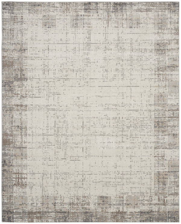 HomeRoots 8' Ivory and Gray Abstract Area Rug - Durable, Stain-Resistant Design for Stylish Living Spaces 8' X 11' 569612