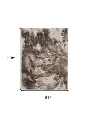 Homeroots 8' X 10' Tan Abstract Power Loom Area Rug  Polypropylene 569613