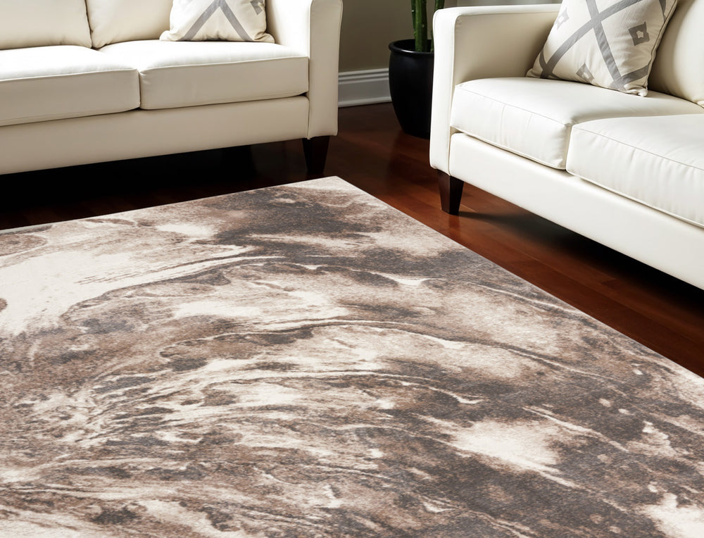 Homeroots 8' X 10' Tan Abstract Power Loom Area Rug  Polypropylene 569613