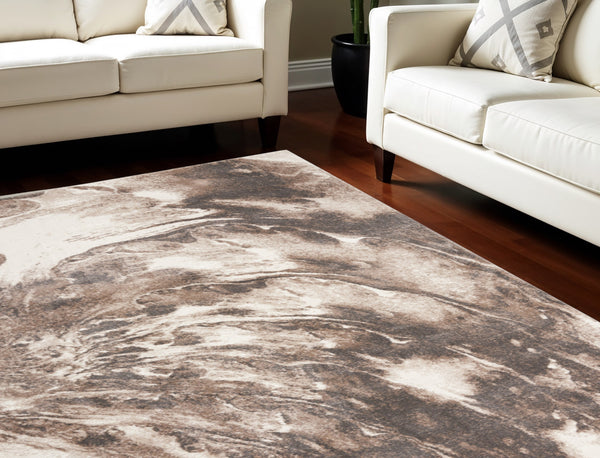 Homeroots 8' X 10' Tan Abstract Power Loom Area Rug  Polypropylene 569613