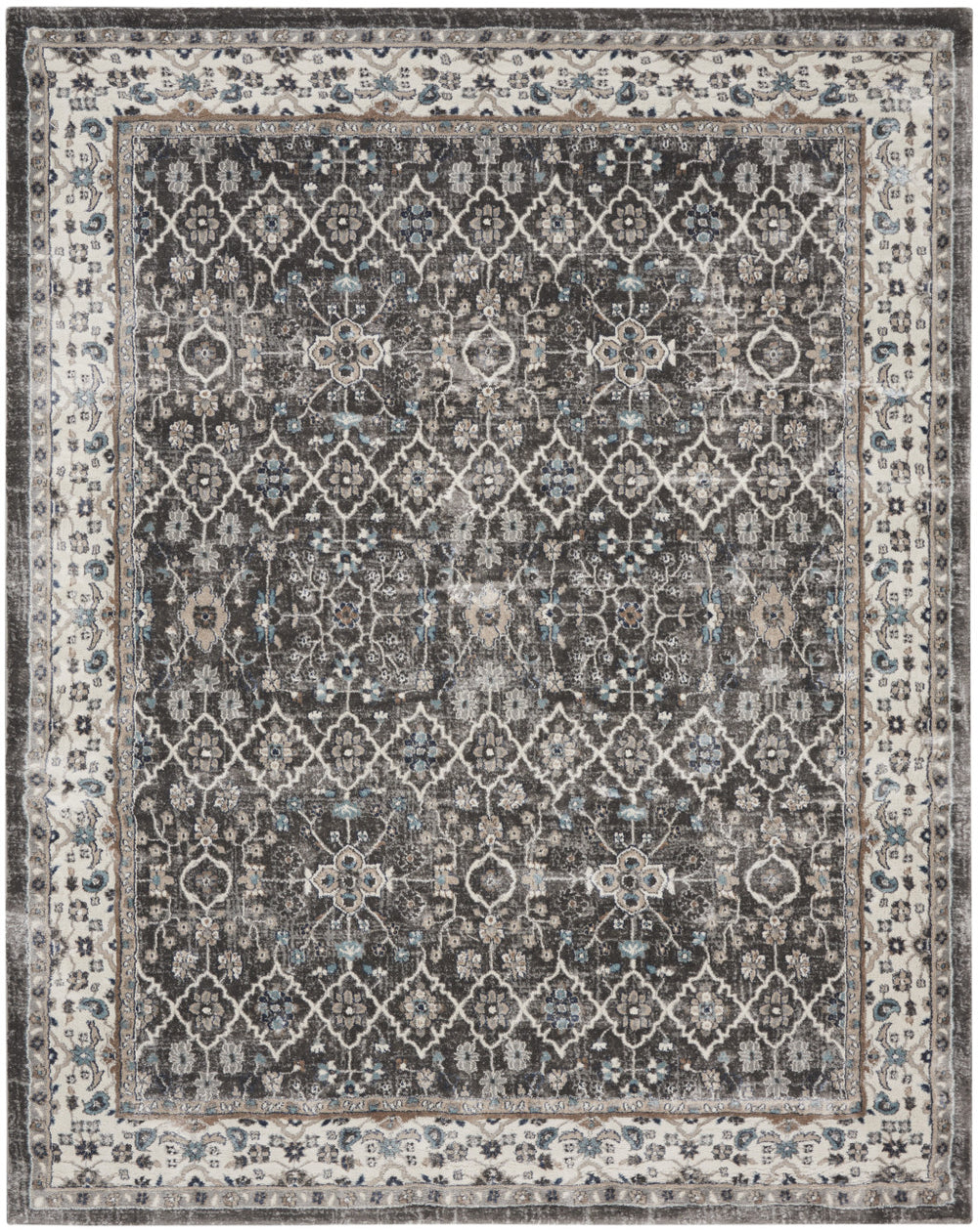 Homeroots 8' X 10' Gray Floral Power Loom Area Rug  Polypropylene 569614