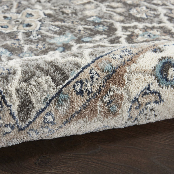 HomeRoots 8' X 10' Elegant Floral Power Loom Area Rug - Durable, Stain-Resistant, Ideal for Any Room Decor Gray 569614