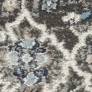 HomeRoots 8' X 10' Elegant Floral Power Loom Area Rug - Durable, Stain-Resistant, Ideal for Any Room Decor Gray 569614