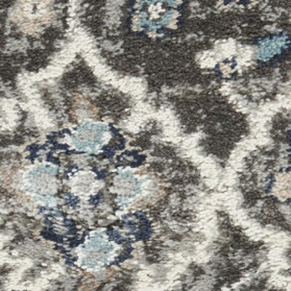 HomeRoots 8' X 10' Elegant Floral Power Loom Area Rug - Durable, Stain-Resistant, Ideal for Any Room Decor Gray 569614