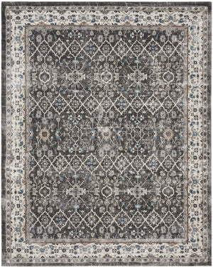 HomeRoots 8' X 10' Elegant Floral Power Loom Area Rug - Durable, Stain-Resistant, Ideal for Any Room Decor Gray 569614