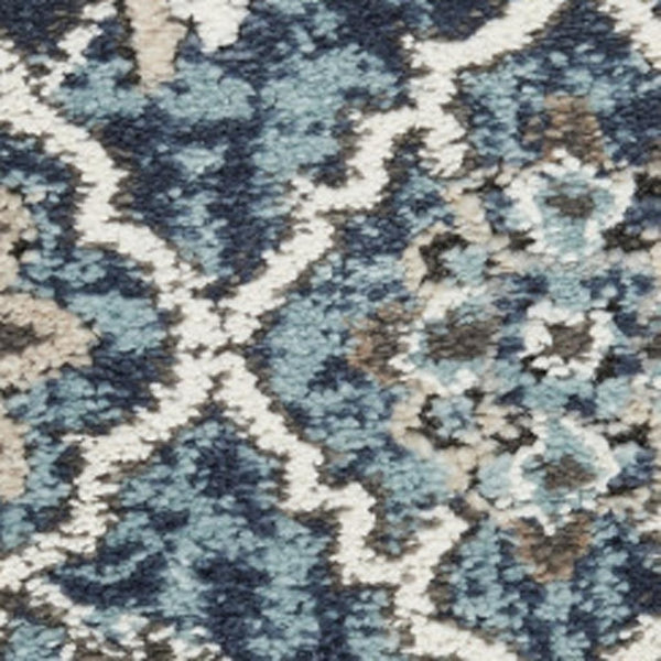 HomeRoots 8' X 10' Elegant Floral Power Loom Area Rug - Durable, Stain-Resistant, Ideal for Any Room Decor Blue 569615