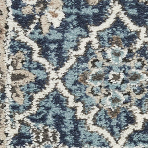 HomeRoots 8' X 10' Elegant Floral Power Loom Area Rug - Durable, Stain-Resistant, Ideal for Any Room Decor Blue 569615