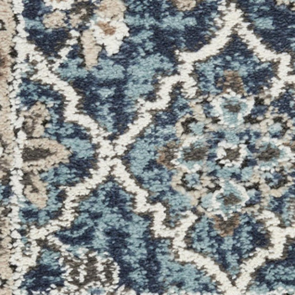 HomeRoots 8' X 10' Elegant Floral Power Loom Area Rug - Durable, Stain-Resistant, Ideal for Any Room Decor Blue 569615