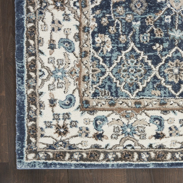 HomeRoots 8' X 10' Elegant Floral Power Loom Area Rug - Durable, Stain-Resistant, Ideal for Any Room Decor Blue 569615