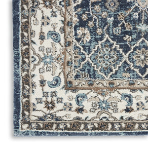 HomeRoots 8' X 10' Elegant Floral Power Loom Area Rug - Durable, Stain-Resistant, Ideal for Any Room Decor Blue 569615