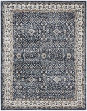 HomeRoots 8' X 10' Elegant Floral Power Loom Area Rug - Durable, Stain-Resistant, Ideal for Any Room Decor Blue 569615